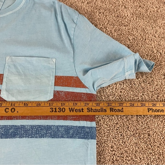 Johnnie-O Shirt Medium Striped Crew Neck Pocket Tee Surf Skater Beach Retro F160 - Picture 5 of 8